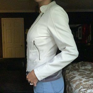 White faux leather jacket